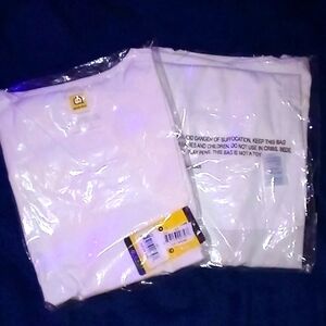 TWO WONDER WINK ORIGINS WHITE SCRUBS TOPS SIZE L